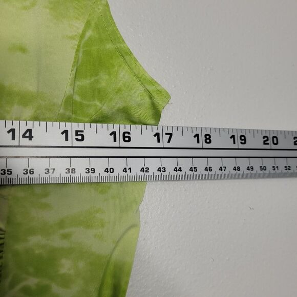Vintage y2k lime green tie dye wrap fairy v neck Sleeveless blouse size large - Picture 4 of 5